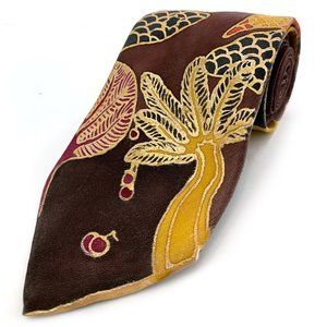 GUSTAV KLIMT Inspired Vintage Hand-Painted Silk Necktie
